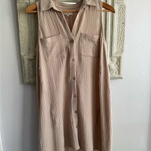 Z Supply Gauze Sleeveless Beige Button-Up Dress XS